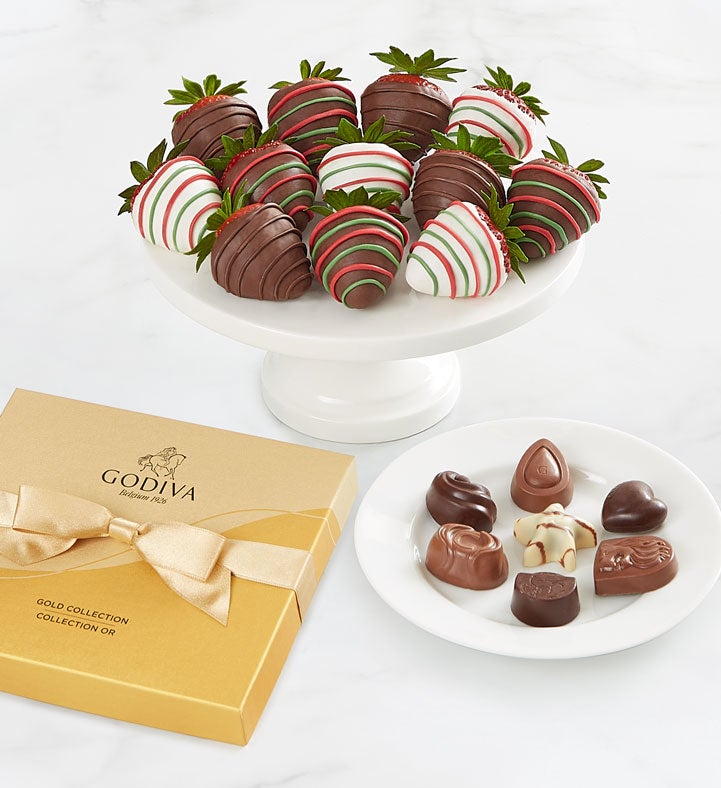 Godiva® 19pc Ballotin & Holiday Cheer Strawberries